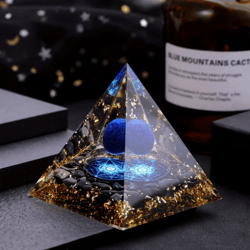 lapis lazuli crystal sphere & pyramid set – elegant blue geometric home decor