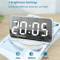 LED Mirror Digital Alarm Clock Large Display Adjustable Brightness Desk Wall Clock 1