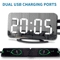 LED Mirror Digital Alarm Clock Large Display Adjustable Brightness Desk Wall Clock 2