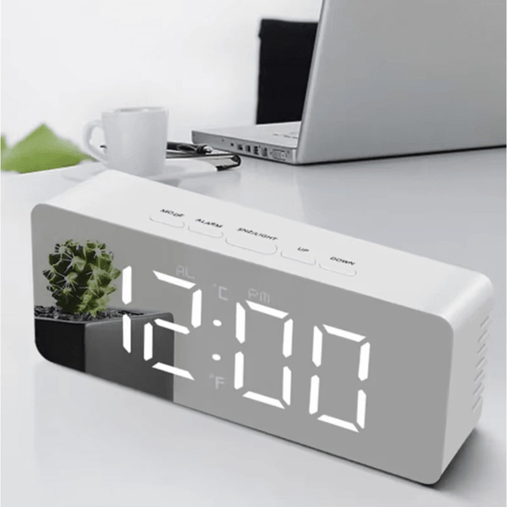 LED Digital Alarm Clock With Temperature Adjustable Brightness Desktop Clock For Bedroom Office 0