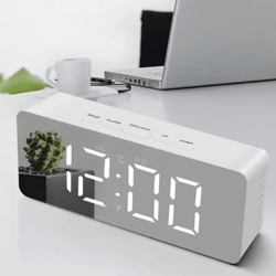 led digital alarm clock with temperature – adjustable brightness desktop clock for bedroom & office