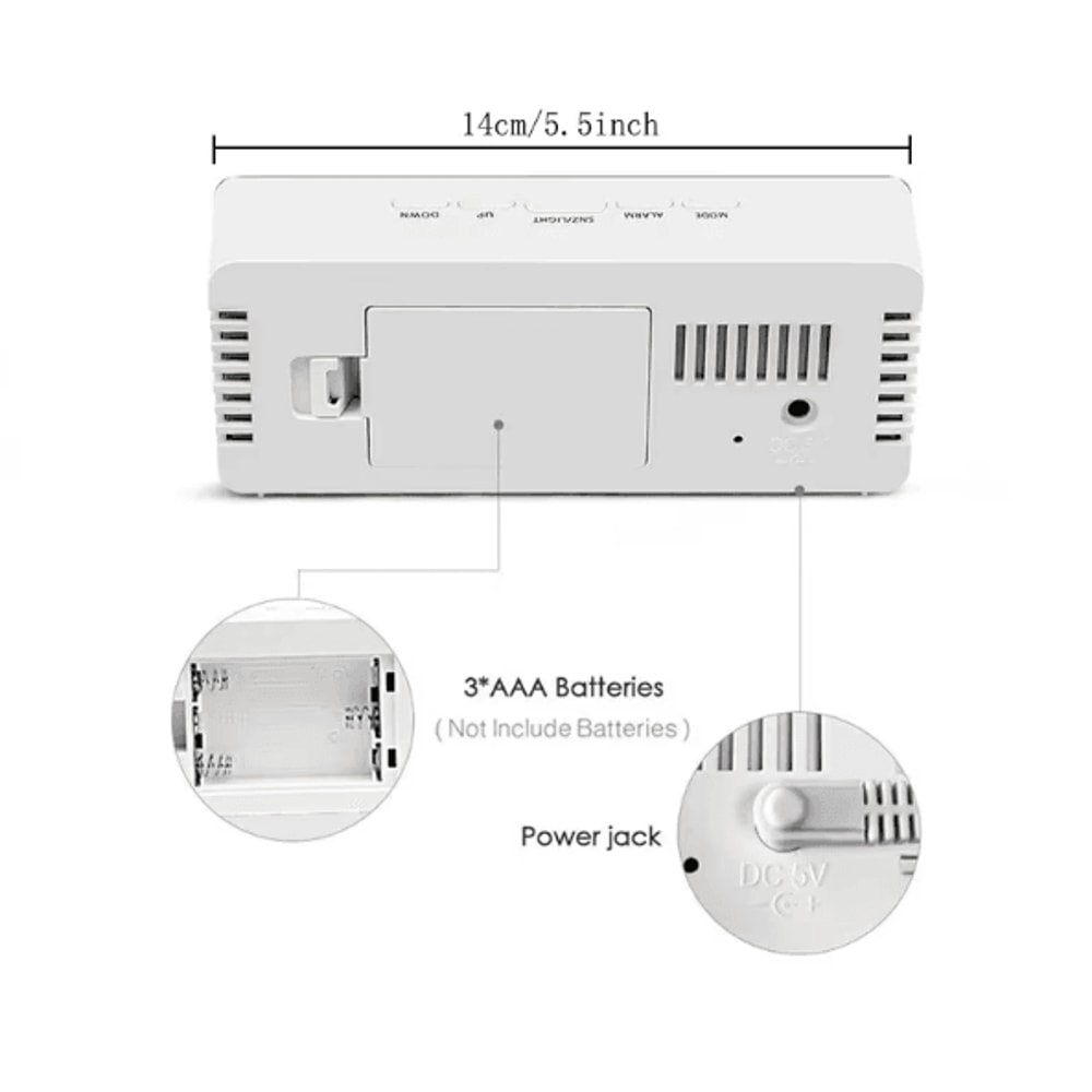 LED Digital Alarm Clock With Temperature Adjustable Brightness Desktop Clock For Bedroom Office 4