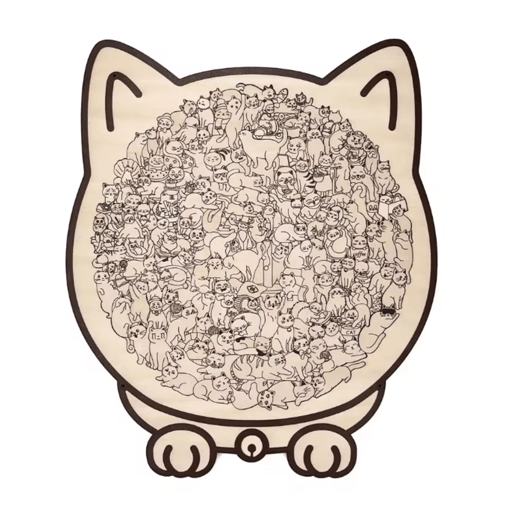 135Piece Cat Shaped Wooden Jigsaw Puzzle Unique Irregular Pieces Gift For Cat Lovers 4