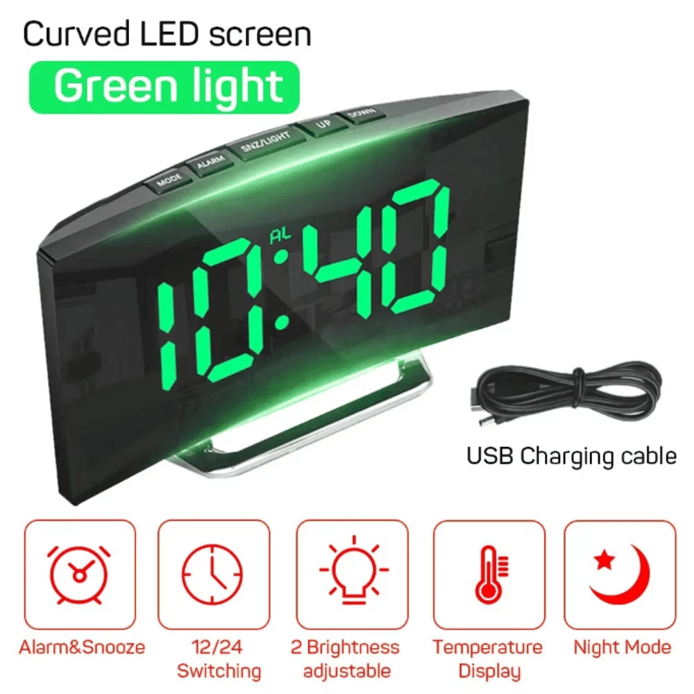 LED Digital Alarm Clock With Backlight Large Display Temperature Calendar Bedside Clock 0