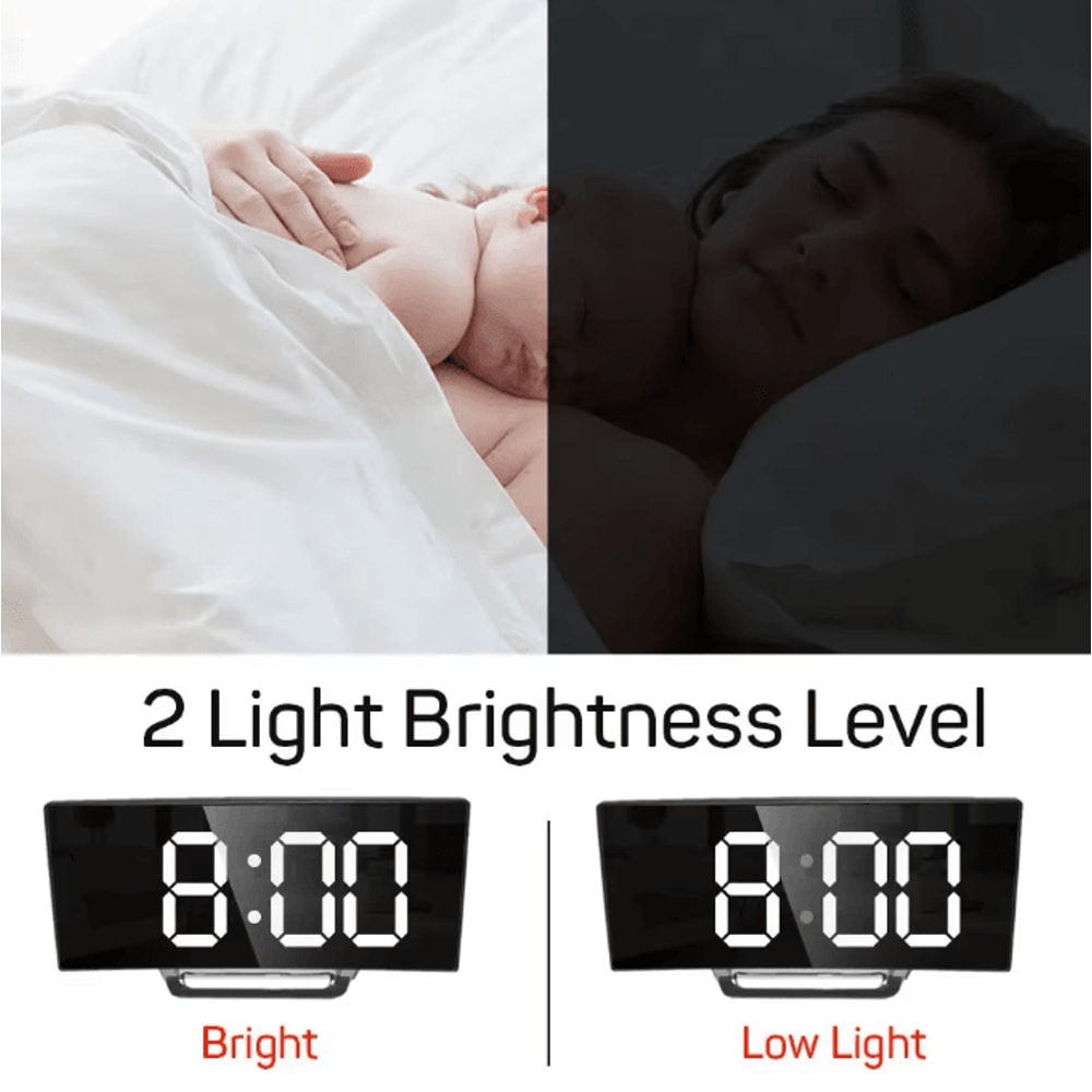 LED Digital Alarm Clock With Backlight Large Display Temperature Calendar Bedside Clock 3