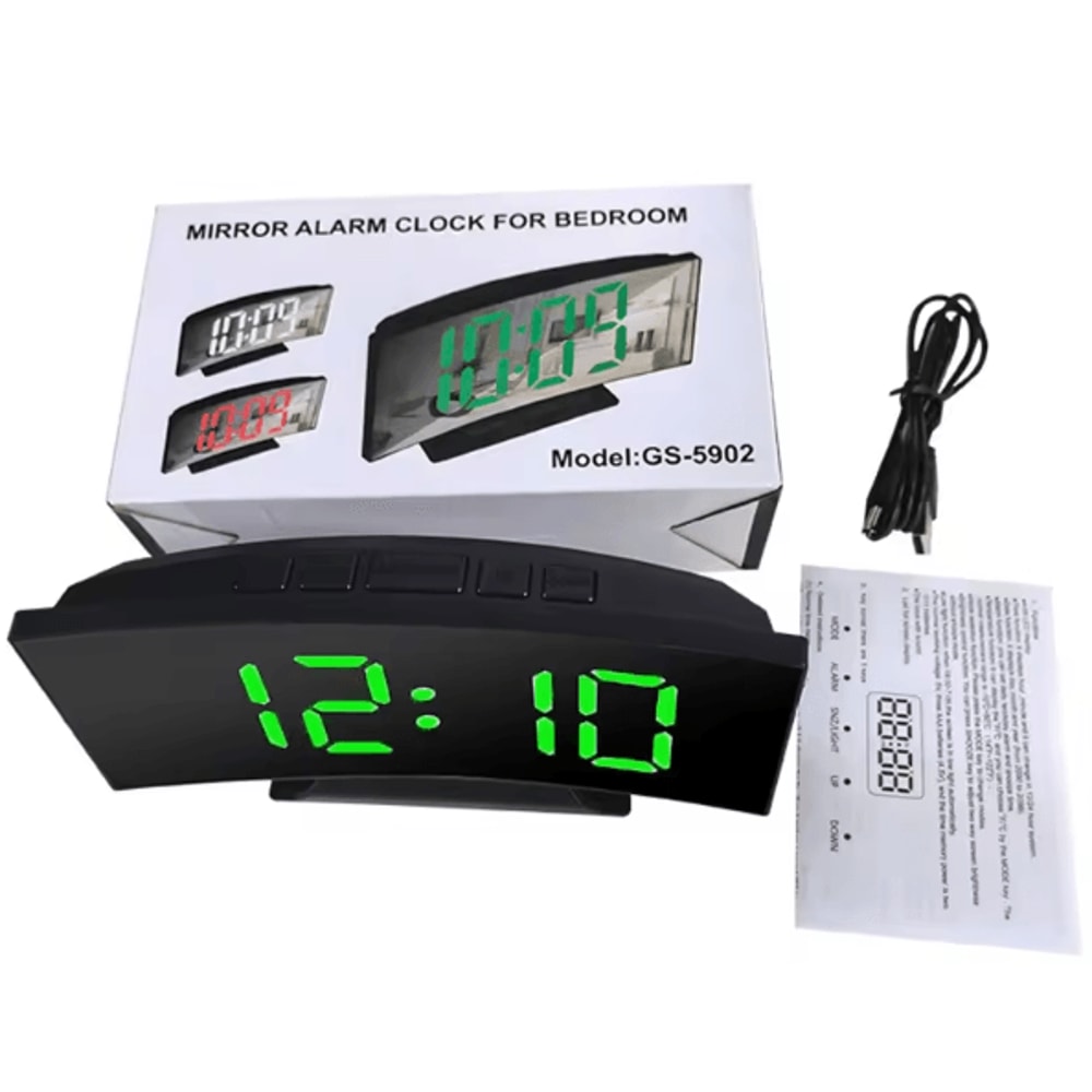 LED Digital Alarm Clock With Backlight Large Display Temperature Calendar Bedside Clock 4