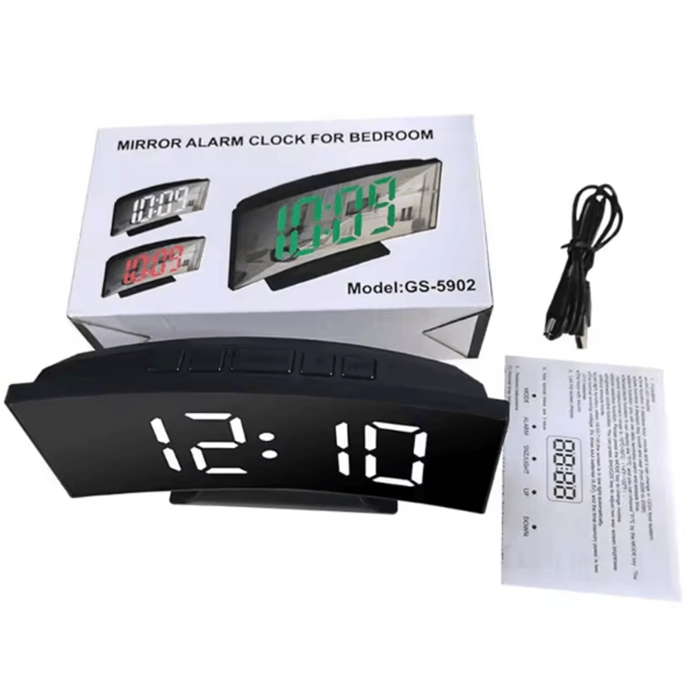 LED Digital Alarm Clock With Backlight Large Display Temperature Calendar Bedside Clock 5