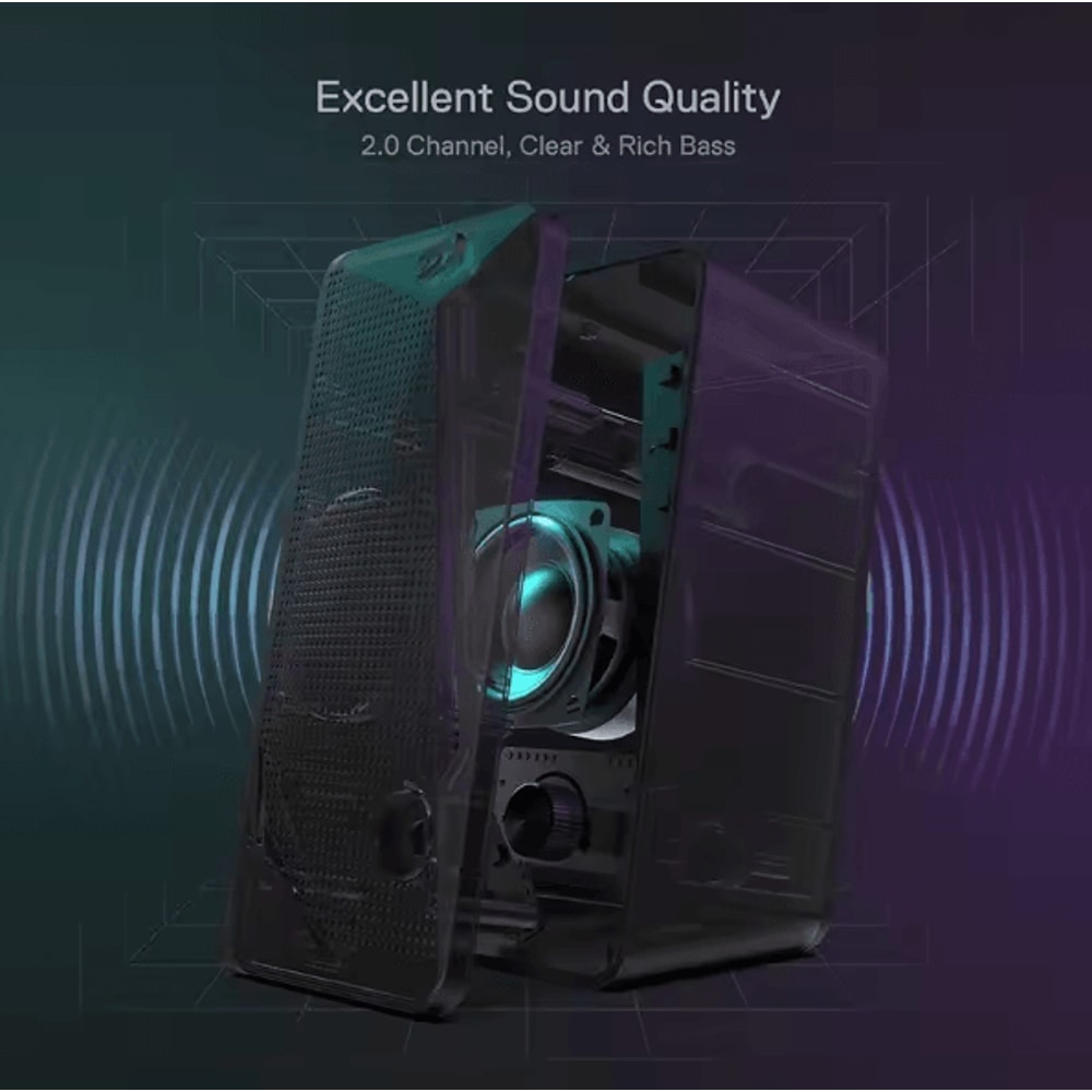 Redragon GS510 RGB Desktop Speakers 20 Channel LED Gaming Stereo Speakers For PC 0