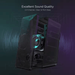 redragon gs510 rgb desktop speakers – 2.0 channel led gaming stereo speakers for pc