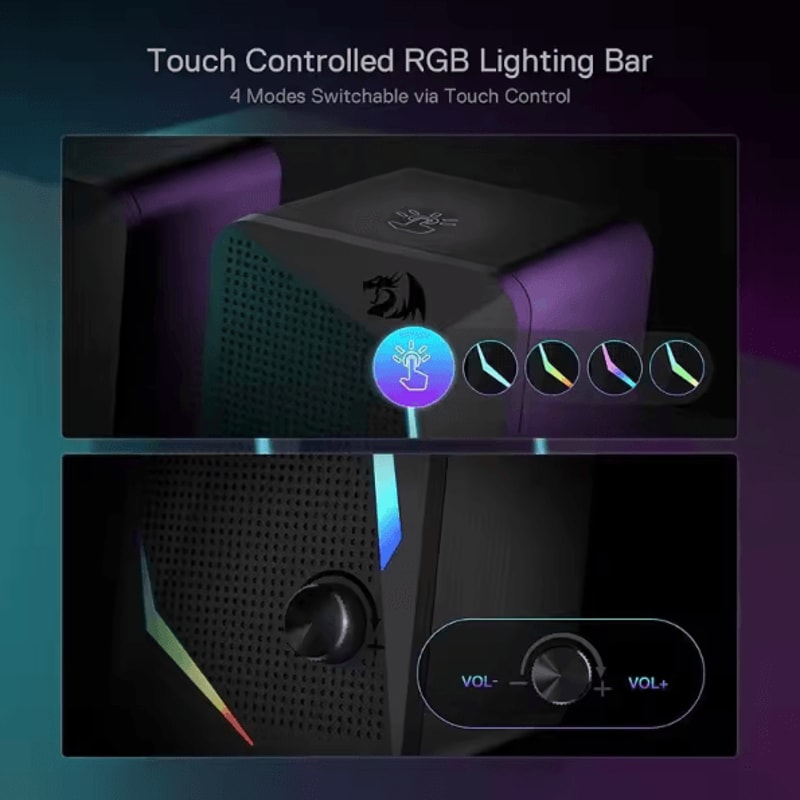 Redragon GS510 RGB Desktop Speakers 20 Channel LED Gaming Stereo Speakers For PC 1