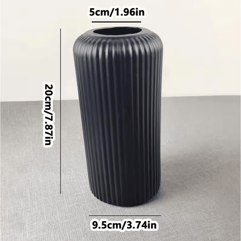 Striped CeramicLook Plastic Vase Modern Decorative Flower Display Vase 5