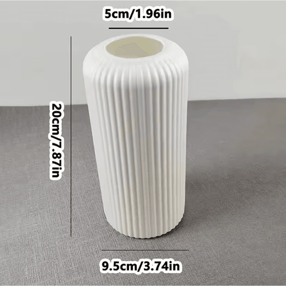 Striped CeramicLook Plastic Vase Modern Decorative Flower Display Vase 6