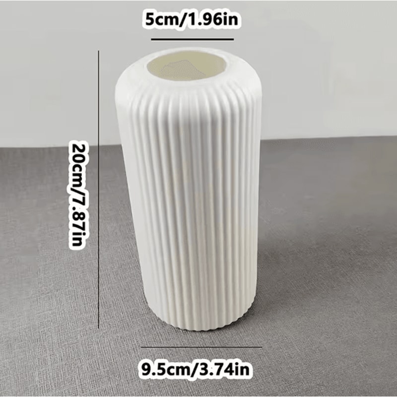 Striped CeramicLook Plastic Vase Modern Decorative Flower Display Vase 6