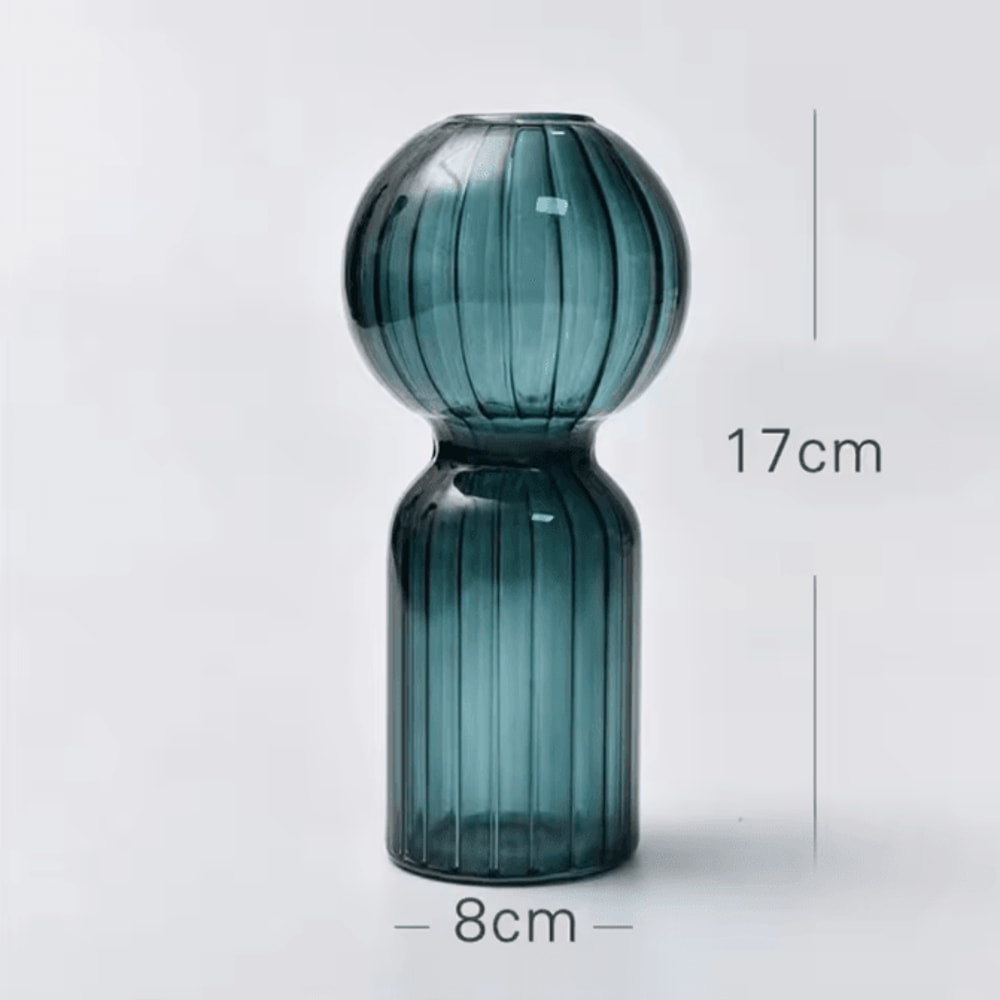 Nordic Striped Color Glass Vase Retro Hydroponic Flower Display For Home Office 4