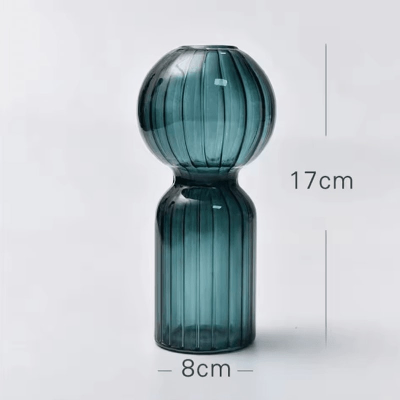 Nordic Striped Color Glass Vase Retro Hydroponic Flower Display For Home Office 4