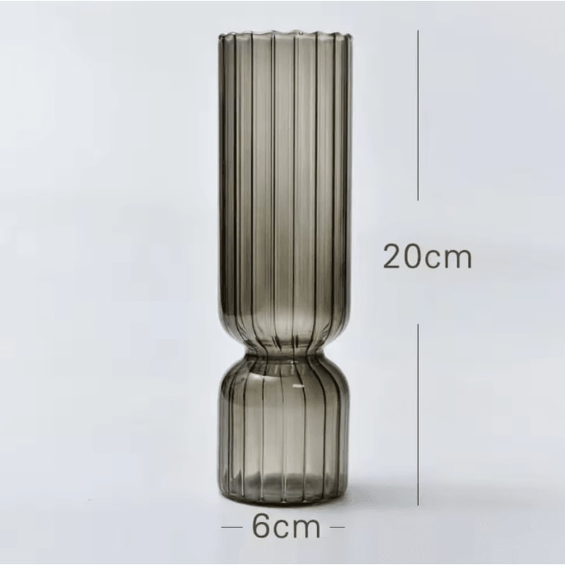 Nordic Striped Color Glass Vase Retro Hydroponic Flower Display For Home Office 5