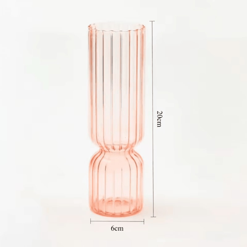 Nordic Striped Color Glass Vase Retro Hydroponic Flower Display For Home Office 6