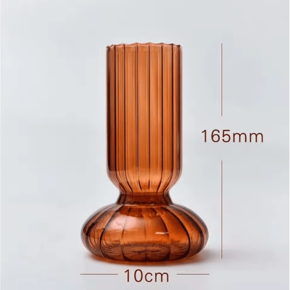 Nordic Striped Color Glass Vase Retro Hydroponic Flower Display For Home Office 7