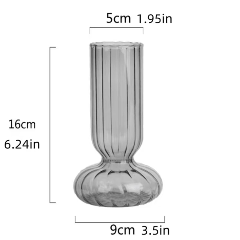 Nordic Striped Color Glass Vase Retro Hydroponic Flower Display For Home Office 8