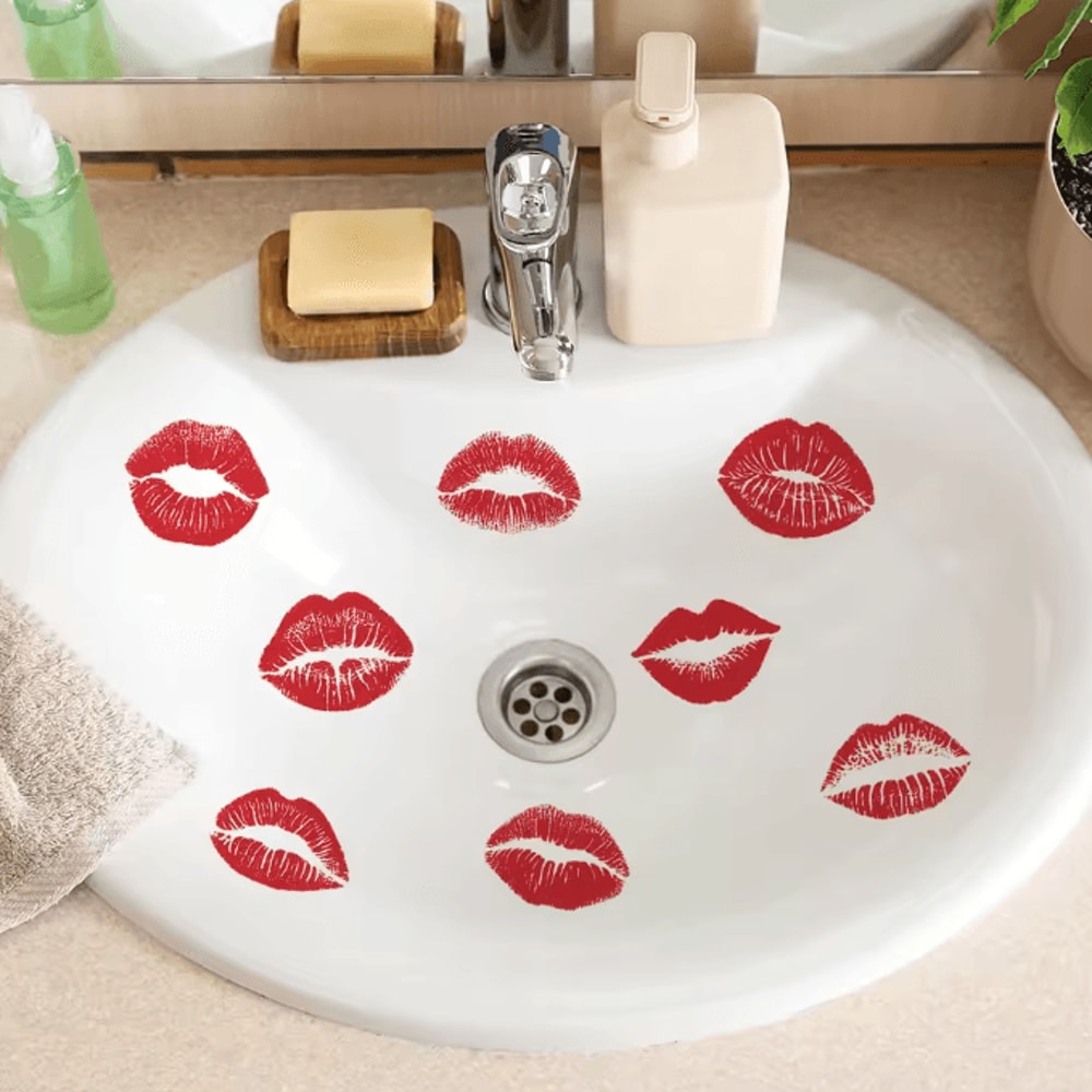 Red Lip Print Wall Sticker SelfAdhesive Modern Lips Decal For Home Decor 4