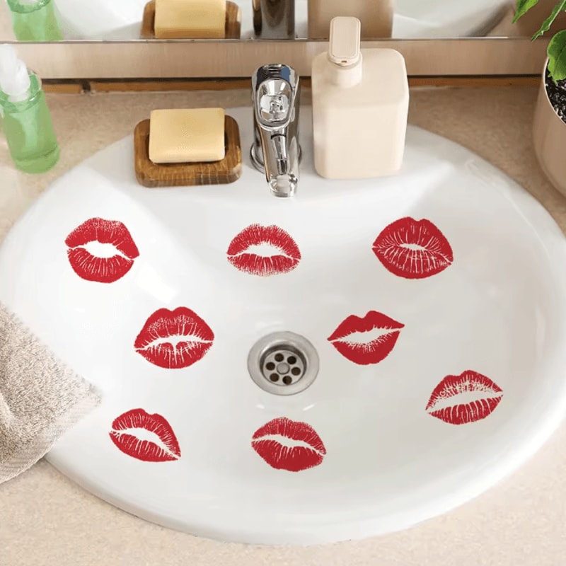 Red Lip Print Wall Sticker SelfAdhesive Modern Lips Decal For Home Decor 4