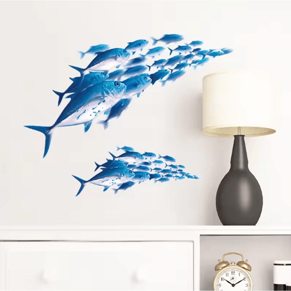 3D Underwater Fish Wall Stickers Colorful Removable Ocean Decals For Kids Room Decor 0