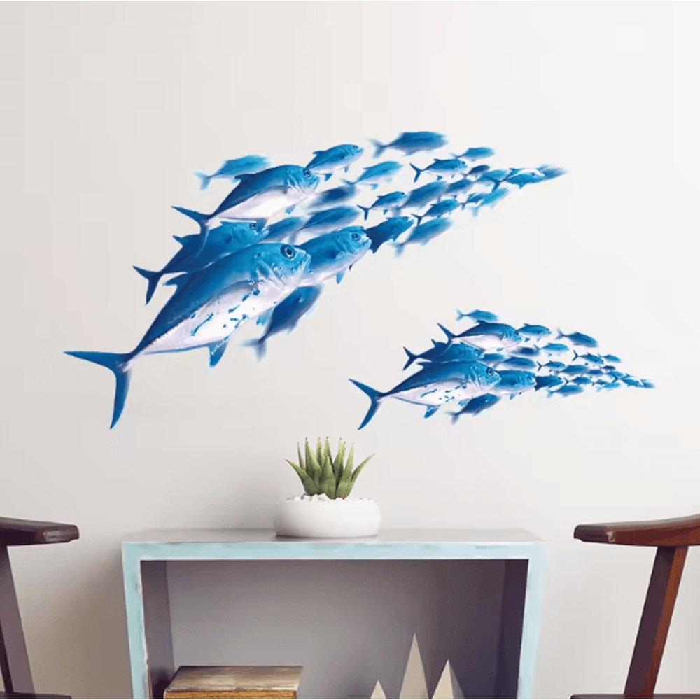 3D Underwater Fish Wall Stickers Colorful Removable Ocean Decals For Kids Room Decor 3