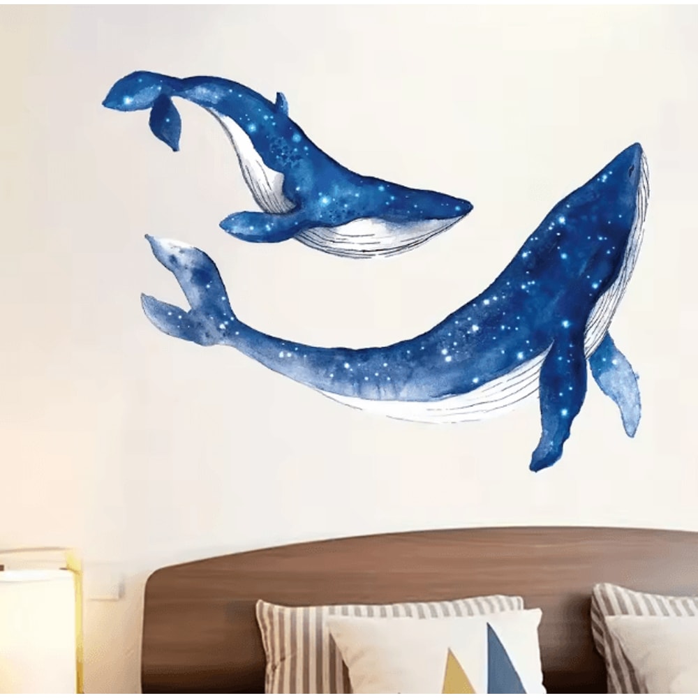 Watercolor Whale Wall Stickers Removable Marine Animal Decals For Bedroom Living Room Decor 2