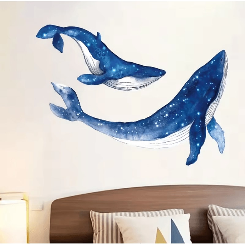 Watercolor Whale Wall Stickers Removable Marine Animal Decals For Bedroom Living Room Decor 2