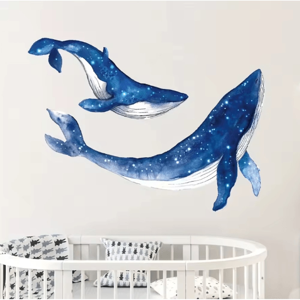 Watercolor Whale Wall Stickers Removable Marine Animal Decals For Bedroom Living Room Decor 3
