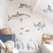 Watercolor Shark Wall Decals 3D Ocean Animal Stickers For Kids Room Nursery Decor 0
