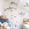 Watercolor Shark Wall Decals 3D Ocean Animal Stickers For Kids Room Nursery Decor 0
