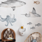 Watercolor Shark Wall Decals 3D Ocean Animal Stickers For Kids Room Nursery Decor 2