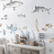 Watercolor Shark Wall Decals 3D Ocean Animal Stickers For Kids Room Nursery Decor 3