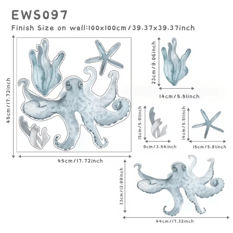 Watercolor Shark Wall Decals 3D Ocean Animal Stickers For Kids Room Nursery Decor 6