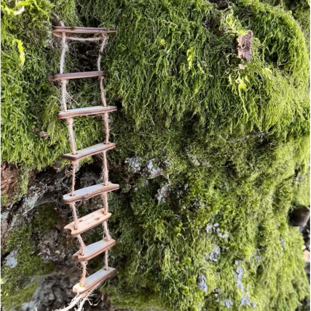 Mini Wooden Fairy Bridge Rope Ladder Whimsical Garden Decor For Mini Landscapes Photography 3