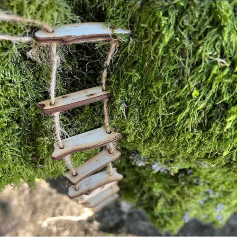 Mini Wooden Fairy Bridge Rope Ladder Whimsical Garden Decor For Mini Landscapes Photography 4