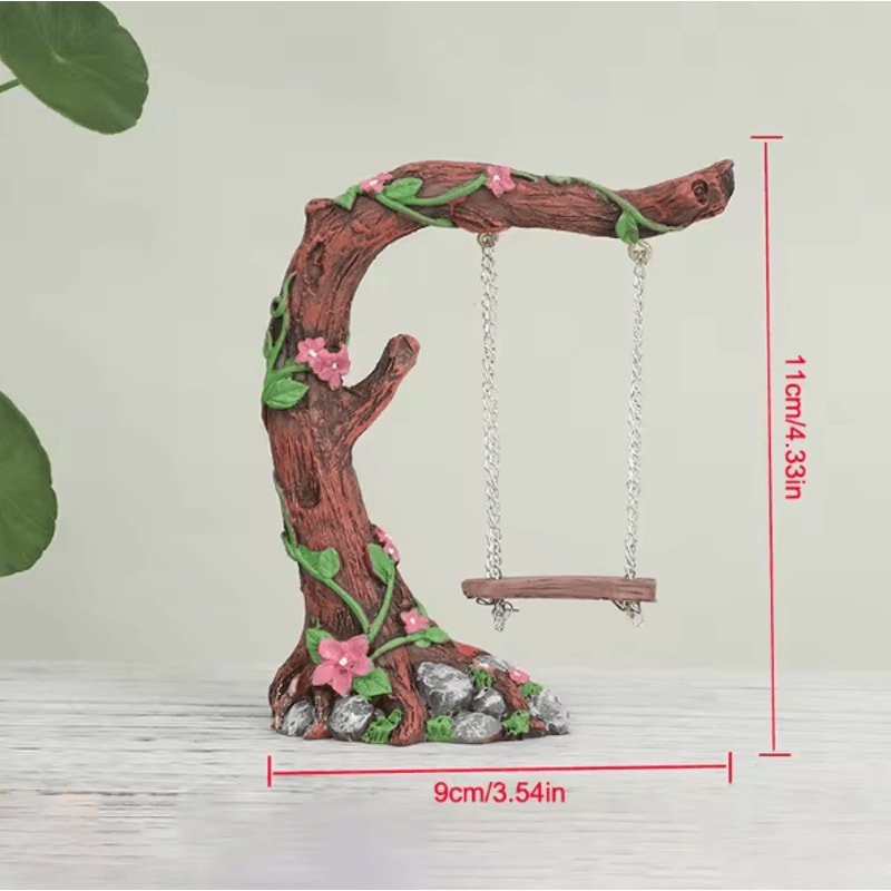 Miniature Fairy Garden Swing Set Whimsical Flower Tree Figurine Decor For Micro Landscapes 5