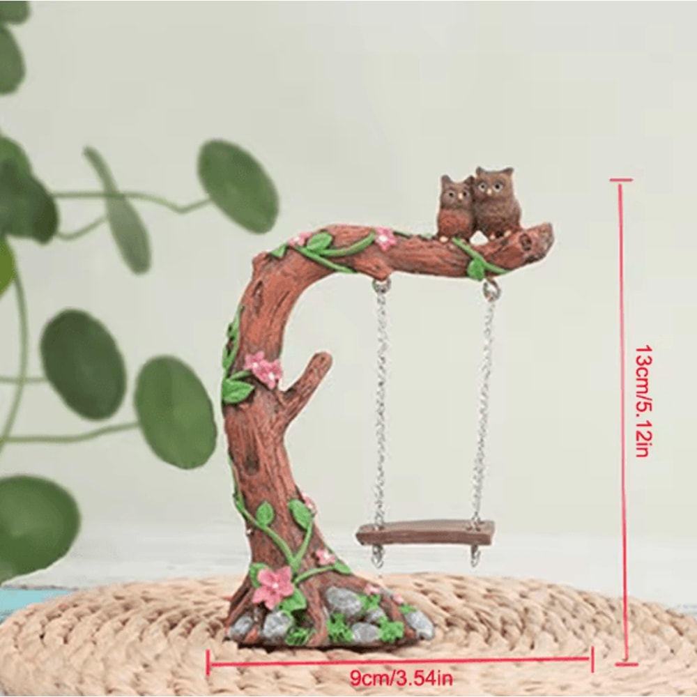 Miniature Fairy Garden Swing Set Whimsical Flower Tree Figurine Decor For Micro Landscapes 7