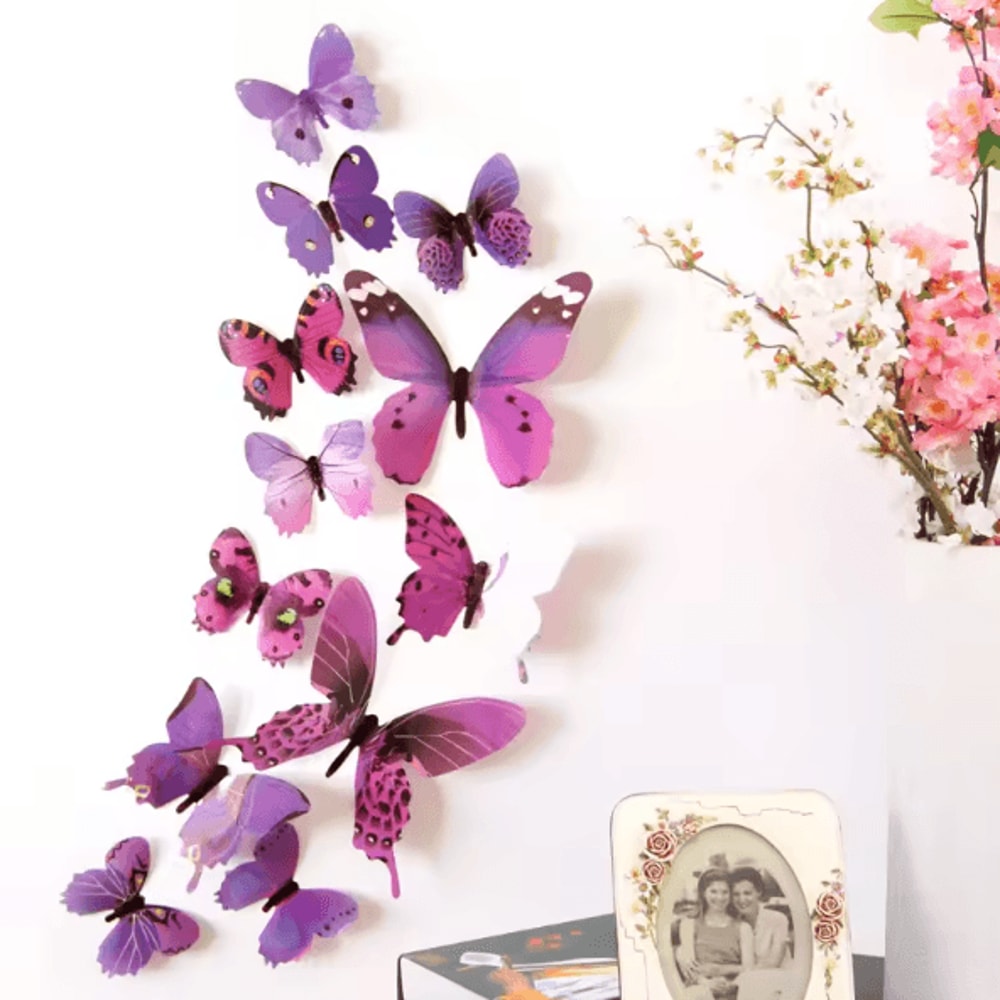 3D Butterfly Wall Stickers Set Colorful PVC Removable Decals For Room Party Decor 1