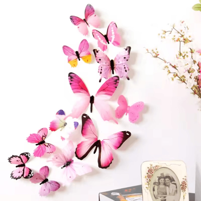3D Butterfly Wall Stickers Set Colorful PVC Removable Decals For Room Party Decor 4