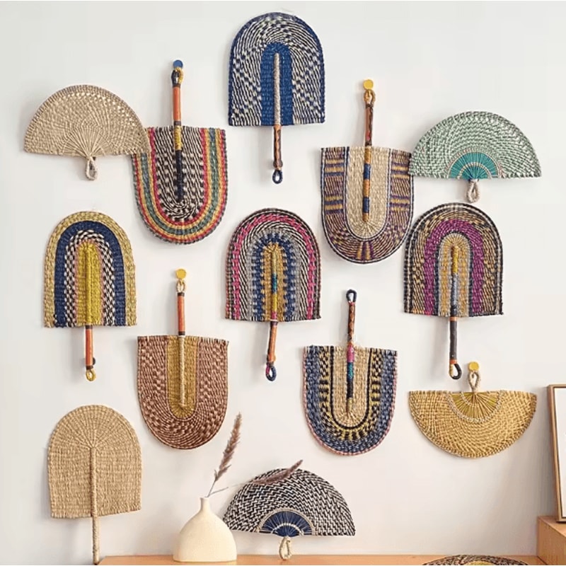 Nordic Seaweed Woven Wall Fan Decor Handcrafted Boho Rattan Hanging For Home 0