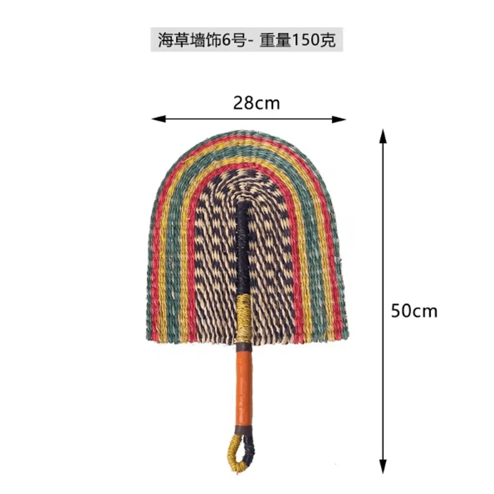 Nordic Seaweed Woven Wall Fan Decor Handcrafted Boho Rattan Hanging For Home 8