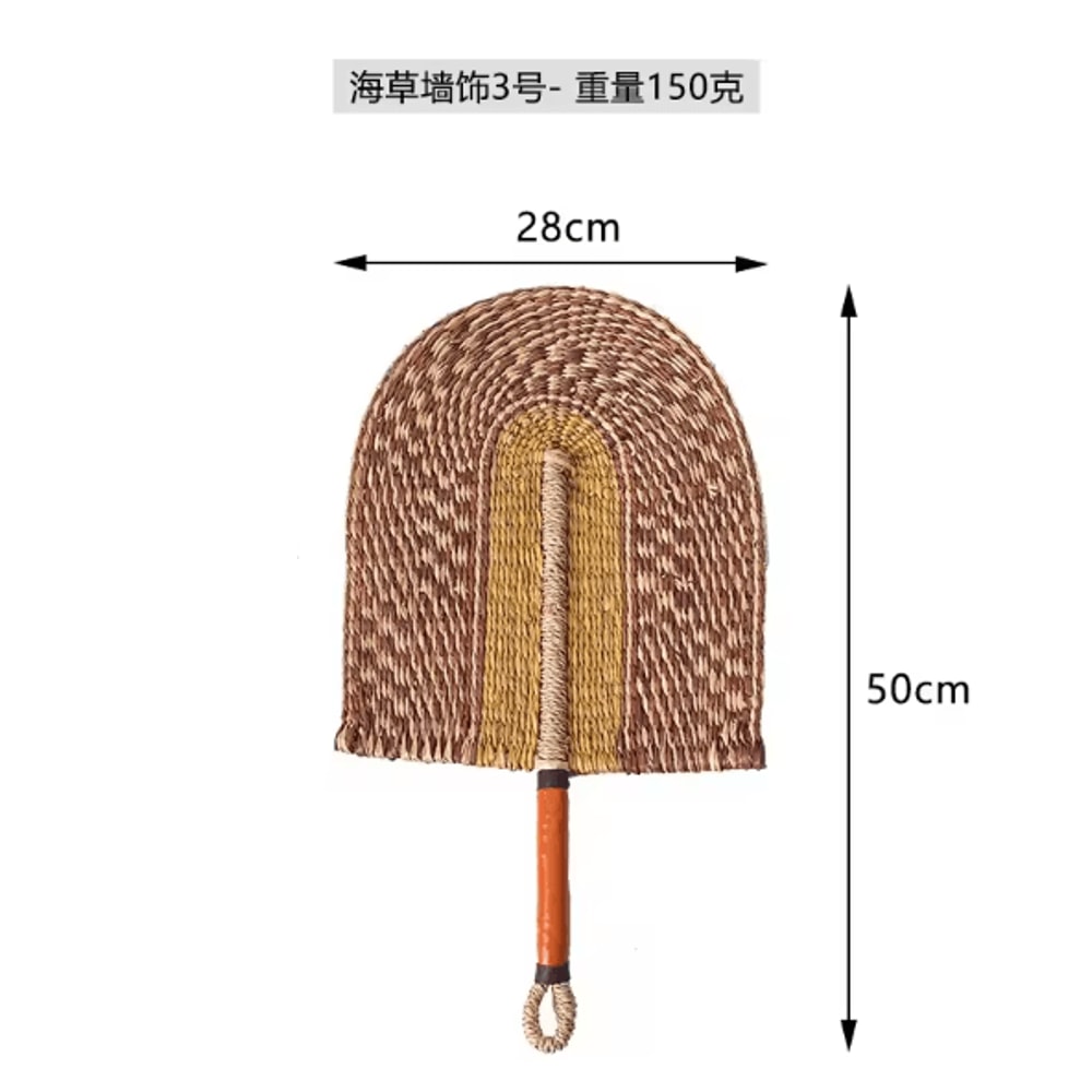 Nordic Seaweed Woven Wall Fan Decor Handcrafted Boho Rattan Hanging For Home 5