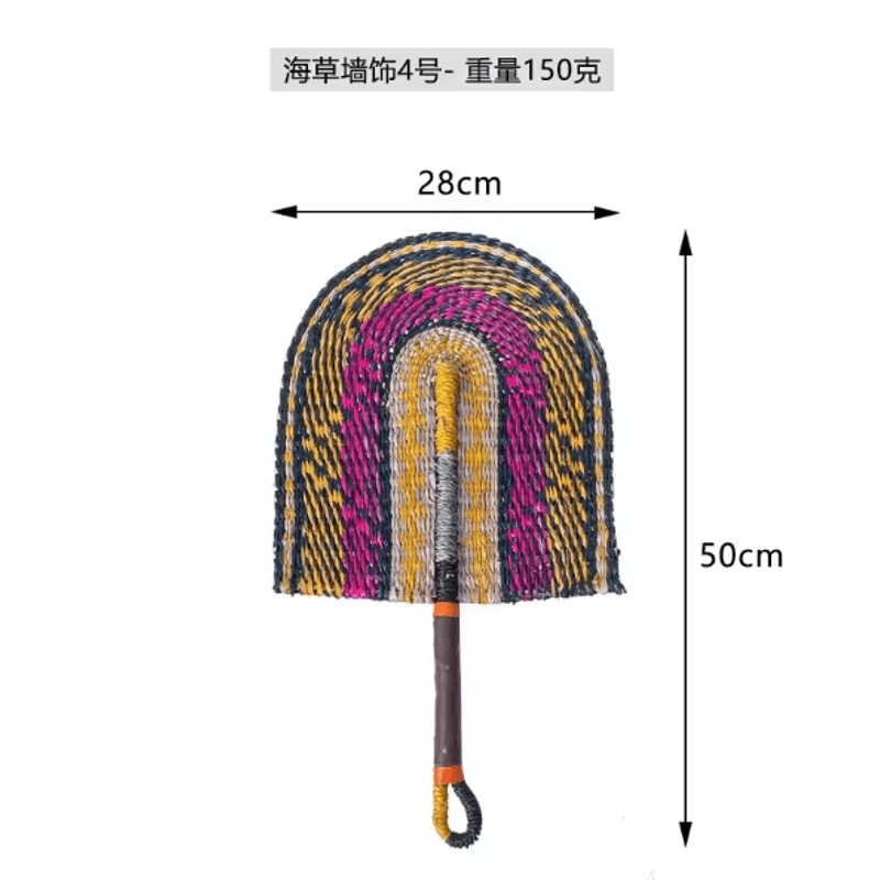 Nordic Seaweed Woven Wall Fan Decor Handcrafted Boho Rattan Hanging For Home 6