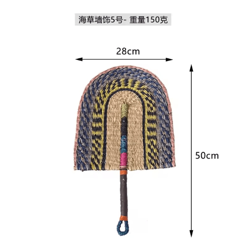 Nordic Seaweed Woven Wall Fan Decor Handcrafted Boho Rattan Hanging For Home 7
