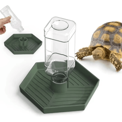 automatic turtle water bowl feeder – anti-slip reptile water dispenser for vivariums