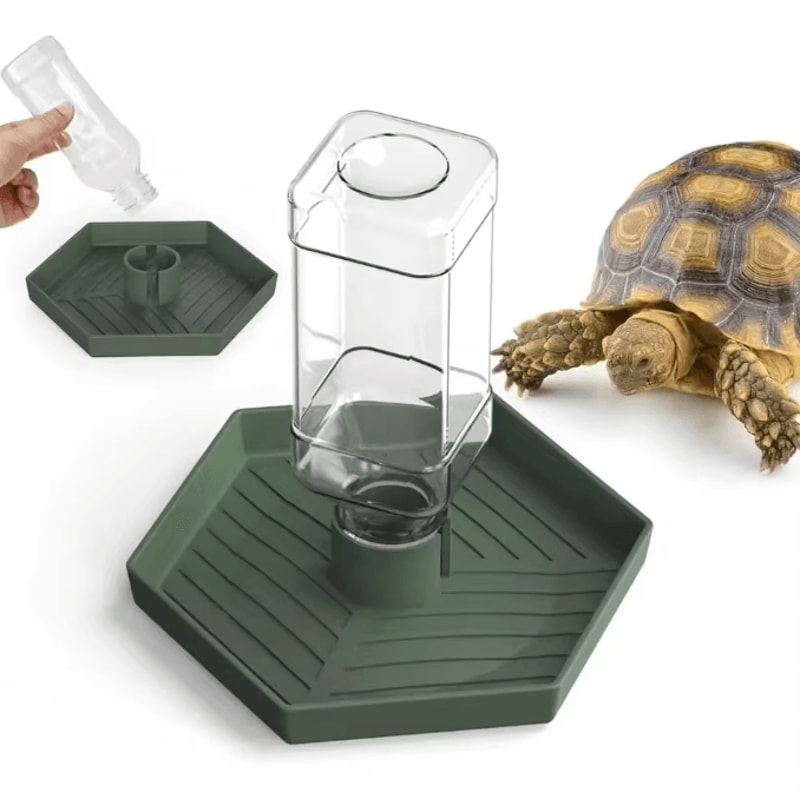Automatic Turtle Water Bowl Feeder AntiSlip Reptile Water Dispenser For Vivariums 0