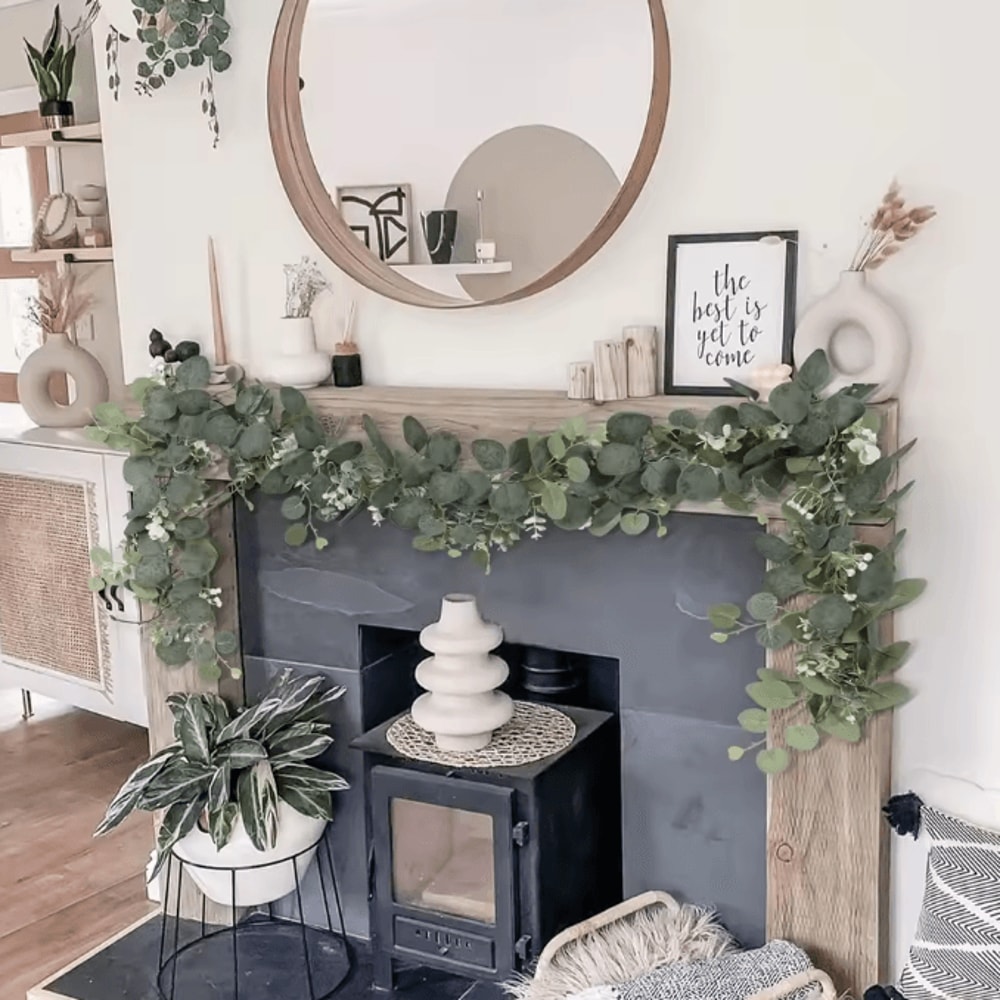 Elegant Artificial Eucalyptus Garland With White Flowers Berries For Wedding And Home Decor 1