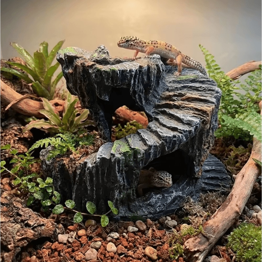 Natural Resin Turtle Basking Platform And Reptile Hiding Cave For Aquariums And Terrariums 1